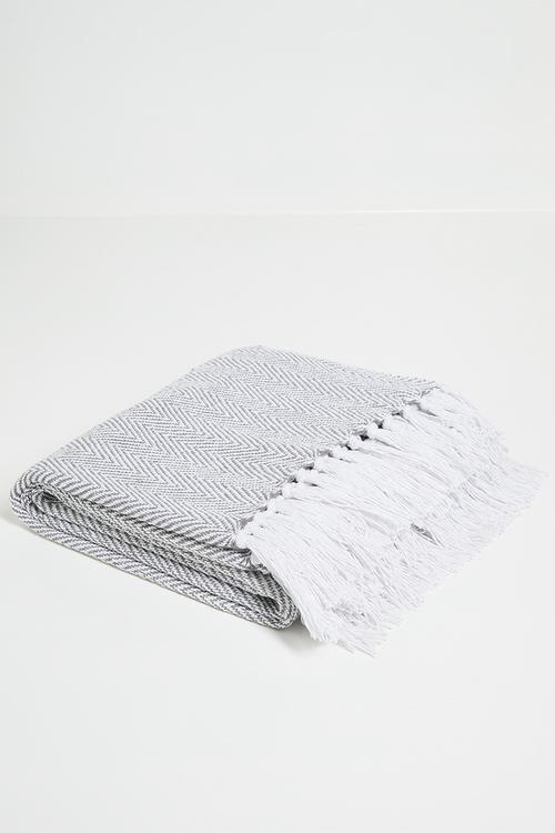 Brushed Cotton Chevron Throw Navy