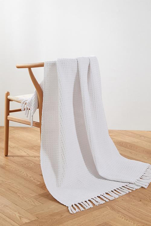 Wisp Waffle Cotton Throw - White 