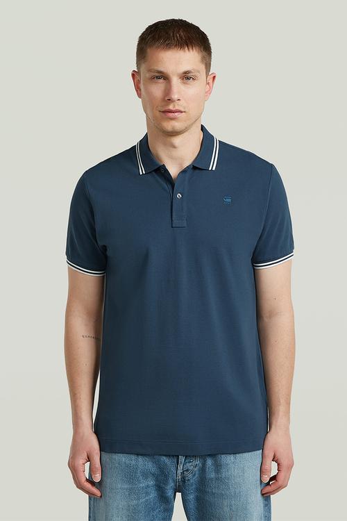 Dunda Slim Stripe Polo Short Sleeve - Rank Blue