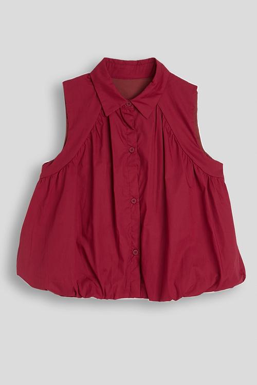 Sleeveless bubble shirt - dark red
