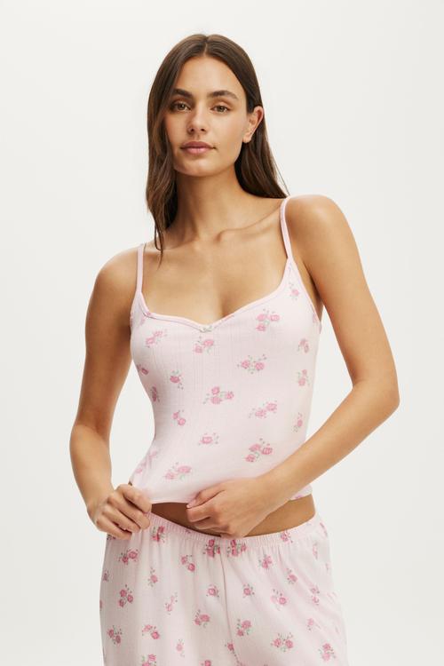 Dreamy Soft Pointelle Cami - Penelope Floral Pink Kiss