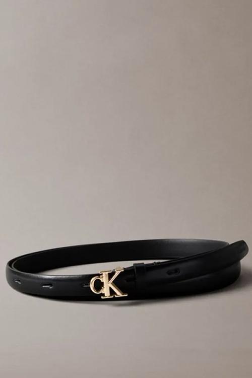 Ck buckle 15mm fixed belt- black / antique light gold