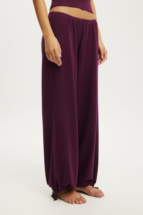 Pointelle Wide Leg Pant - Blackcurrant