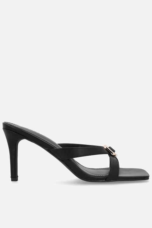 Ginelli open toe stiletto heel mule - black 