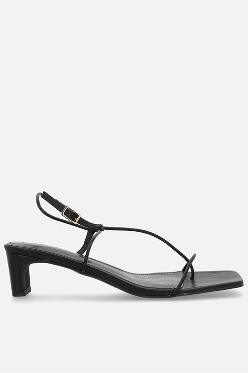 Adalyra open toe square heel ankle strap - black 