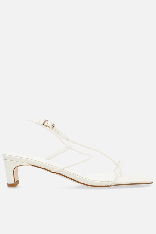 Adalyra open toe square heel ankle strap - white 