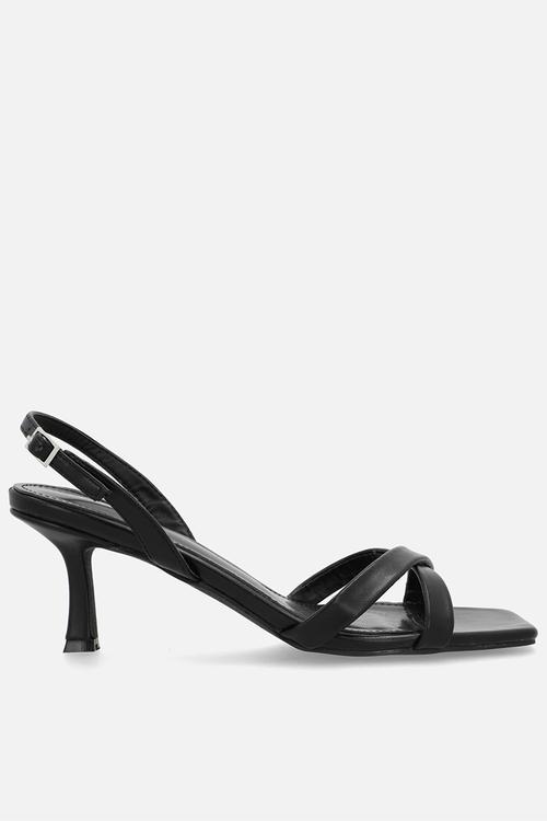 Enslee open toe stiletto heel slingback - black 