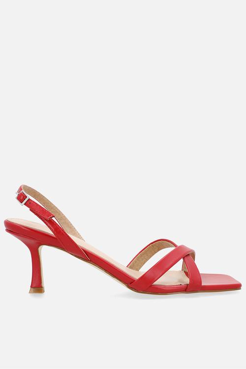 Enslee open toe stiletto heel slingback - red 