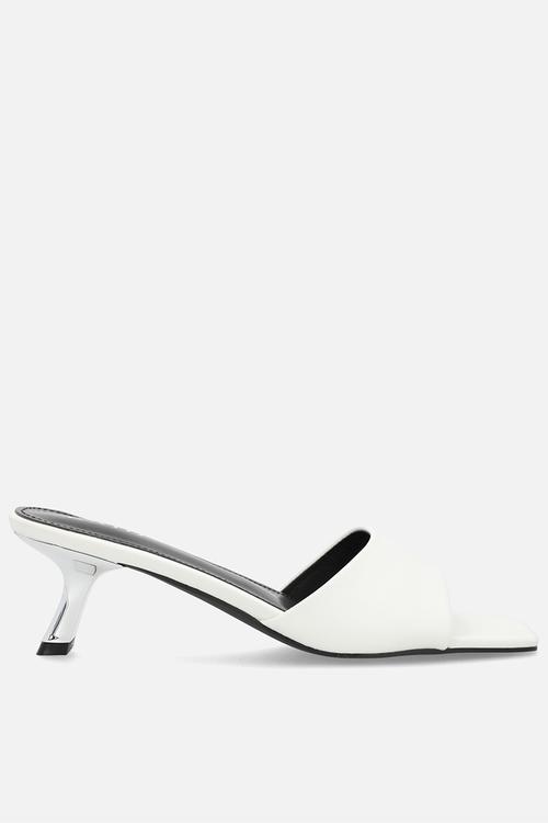 Lisha open toe stiletto heel mule - white 