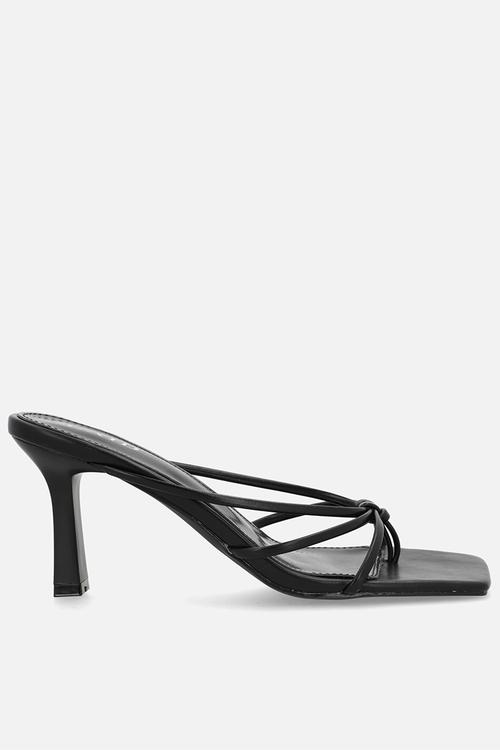 Evena open toe stiletto heel mule - black 
