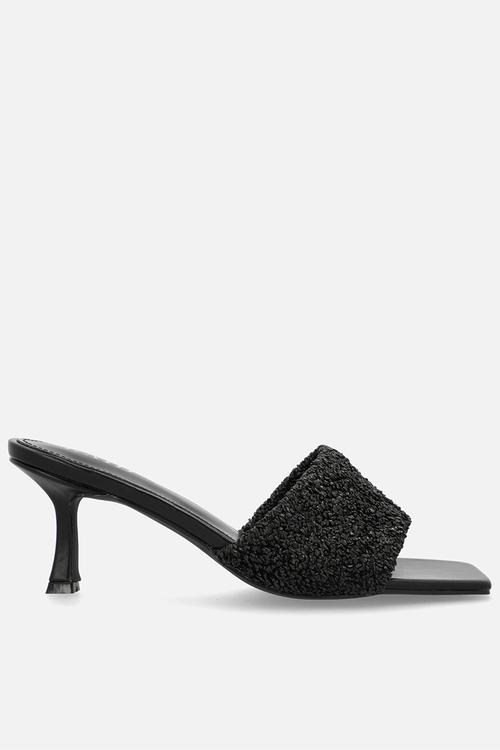 Caprice open toe stiletto heel mule - black