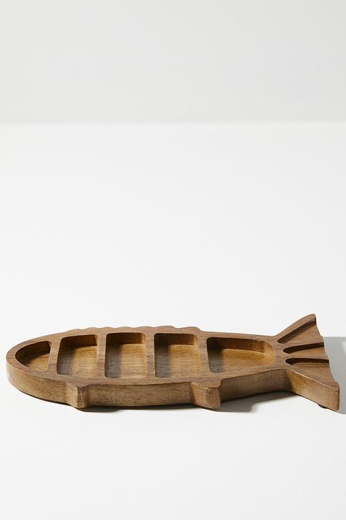 Wooden Fish Serving Tray Natural