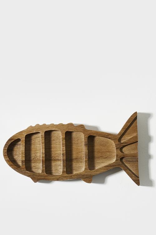 Wooden Fish Serving Tray Natural