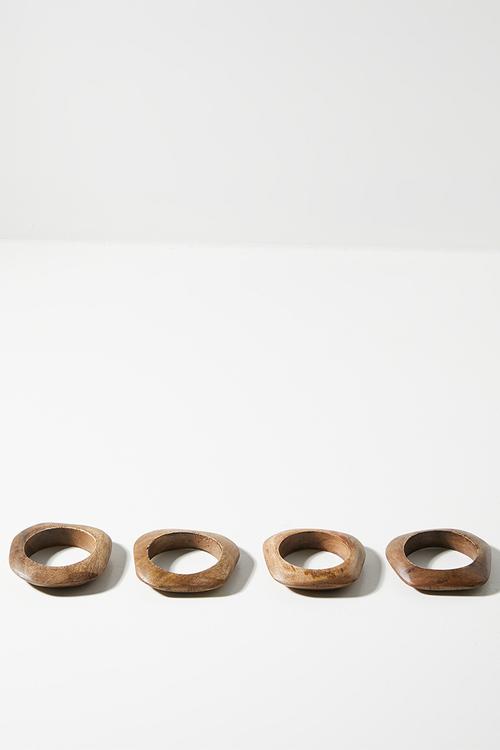 Organic Wooden Napkin Rings Set 4