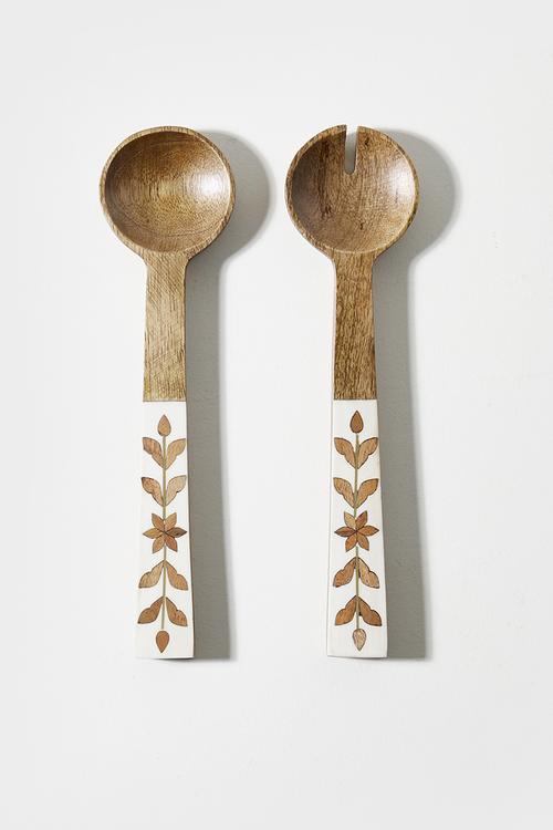 Wooden Inlay salad servers