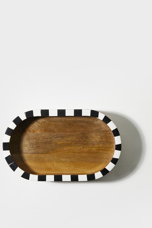 Wooden Checkerboard Display Tray Natural