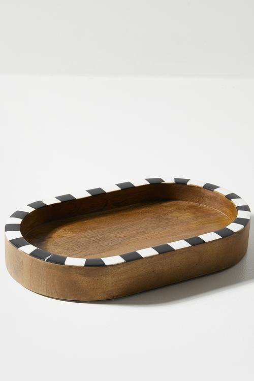 Wooden Checkerboard Display Tray Natural