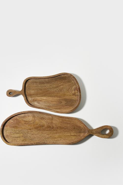 Organic Wooden Platters Set 2 Natural