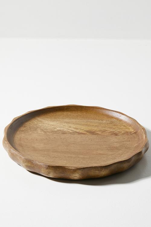 Wooden Ripple Serving Tray Natural