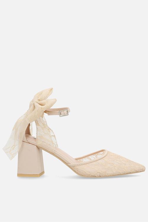 Reema block ankle strap heel - champagne