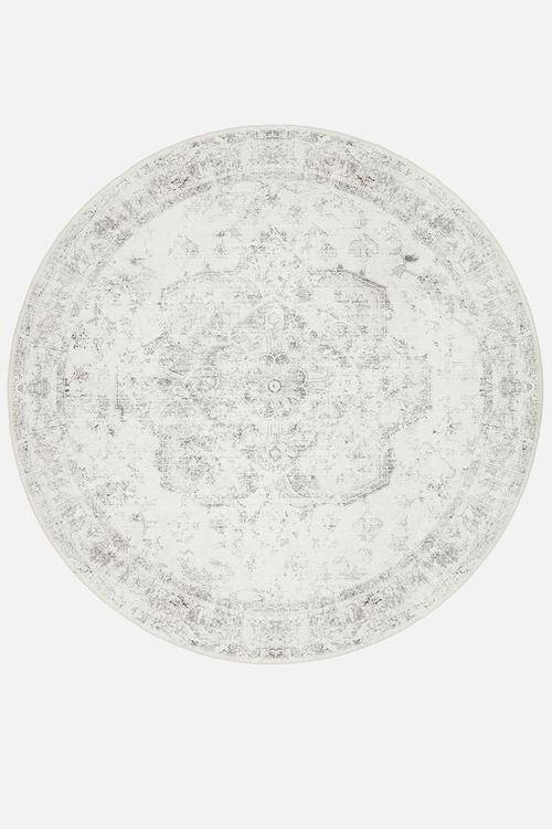 Odin Distressed Antique Round Rug - Grey
