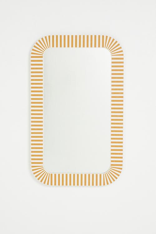 Resin inlay Squoval Mirror Ochre & White