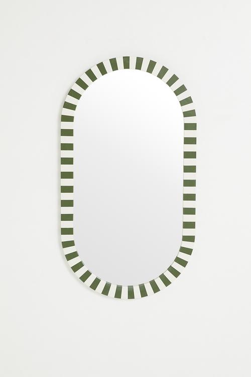 Resin Inlay Stripe Mirror Green & White