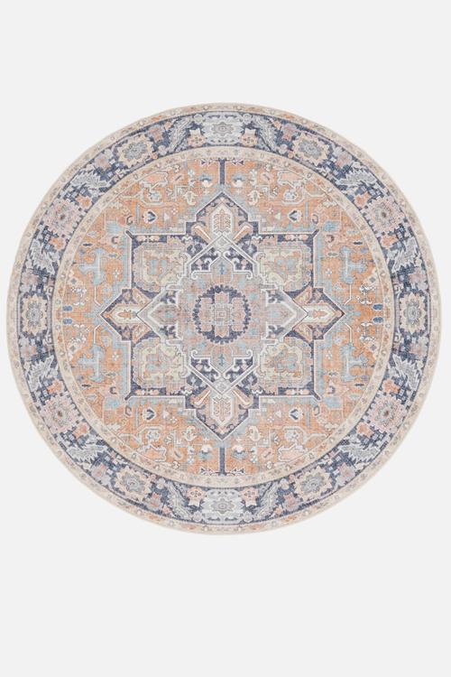 Rumi Vintage Antique Round Rug Rust