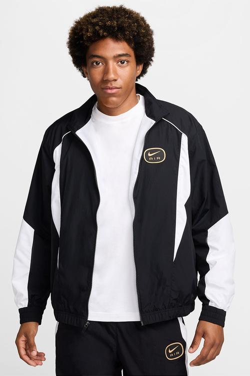 Nike Air Woven Track Top- Black/White/Metallic Gold
