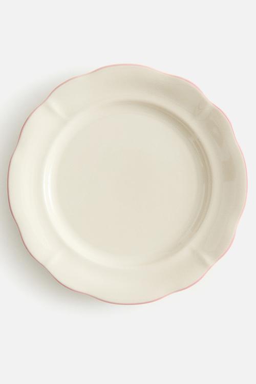 Stoneware dinner plate - light beige/pink
