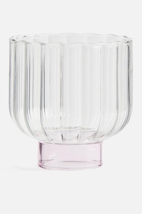 Fluted tumbler - transparent/pink