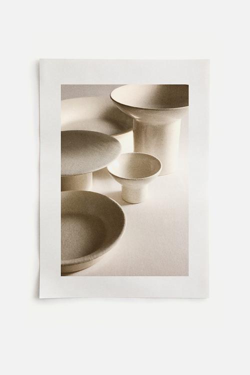 Footed serving bowl - white