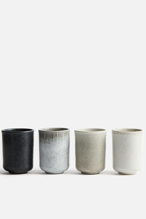 4-Pack stoneware mugs - light grey/beige