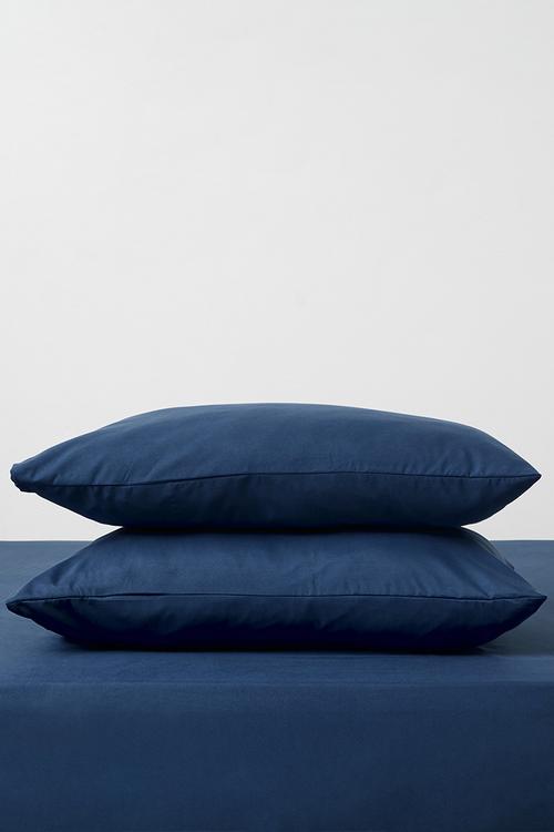 Recycled microfibre std pillowcase set - Navy Peony