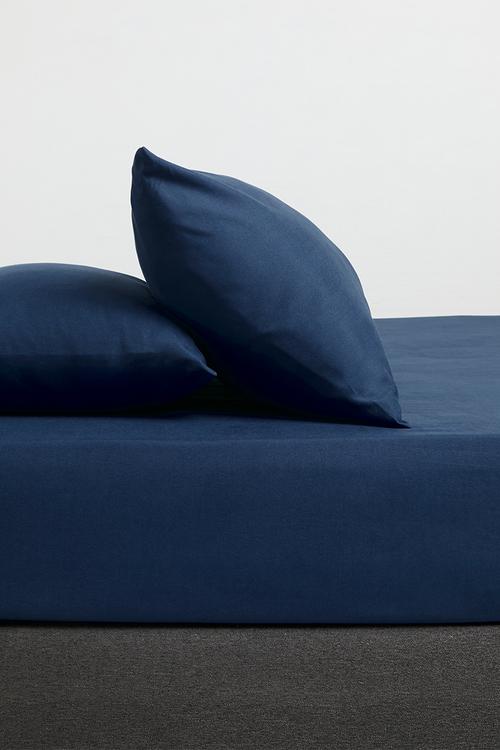 Recycled microfibre fitted sheet - Navy Peony
