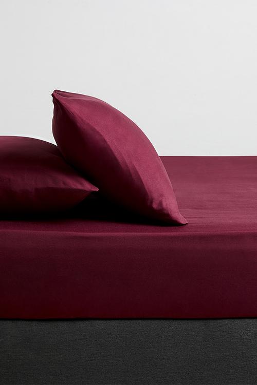 Recycled microfibre fitted sheet - Burgundy