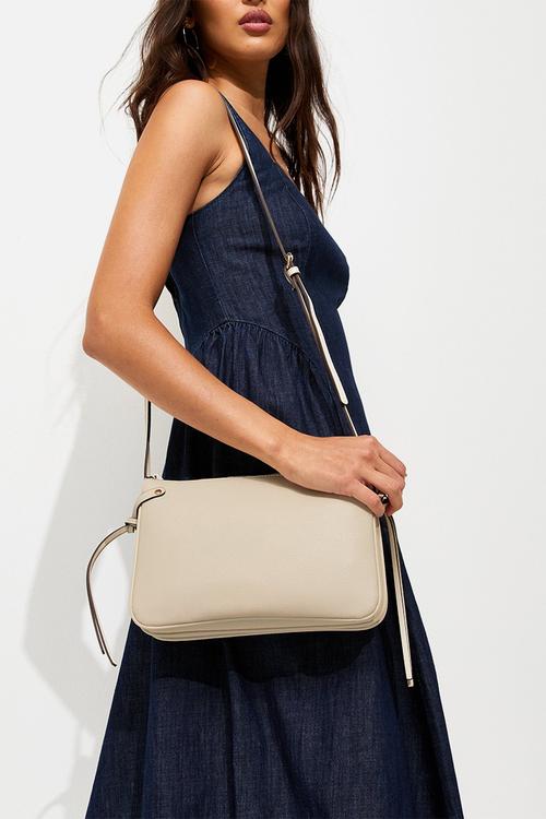 Triple Compartment Crossbody Bag - Cream