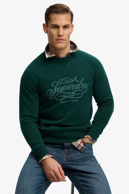 Merchant Vintage Print Sweat - Varsity Green