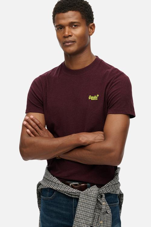 Essential Logo Emb Tee - Tawnty Port Marl/Fluro Yellow