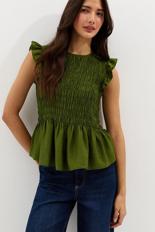 K phoenix plain shirred top - green