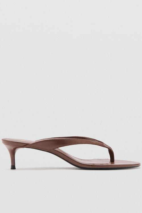 Back open toe mule - dark brown