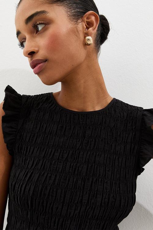 K phoenix plain shirred top - black