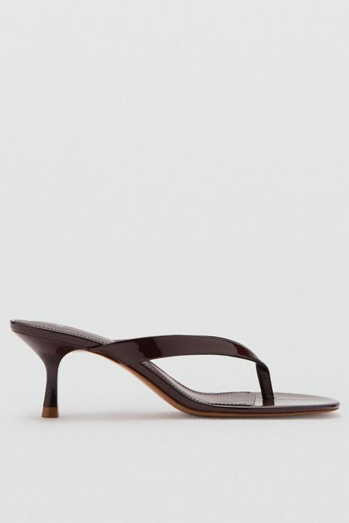 Tiger open toe mule - dark brown