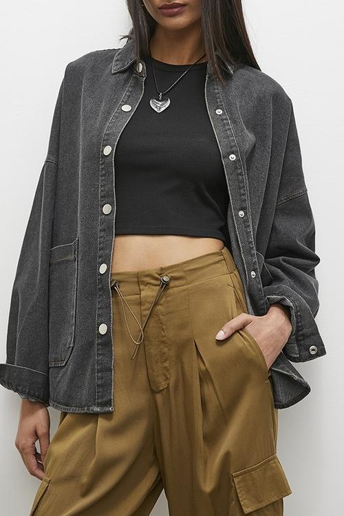 Denim overshirt - black