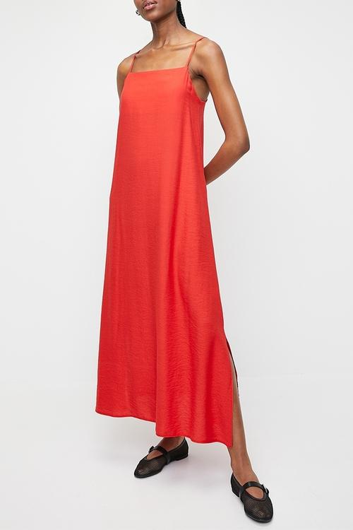 strappy aline midi dress - red