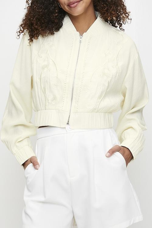 Co-ord jacket with embroidery - ecru