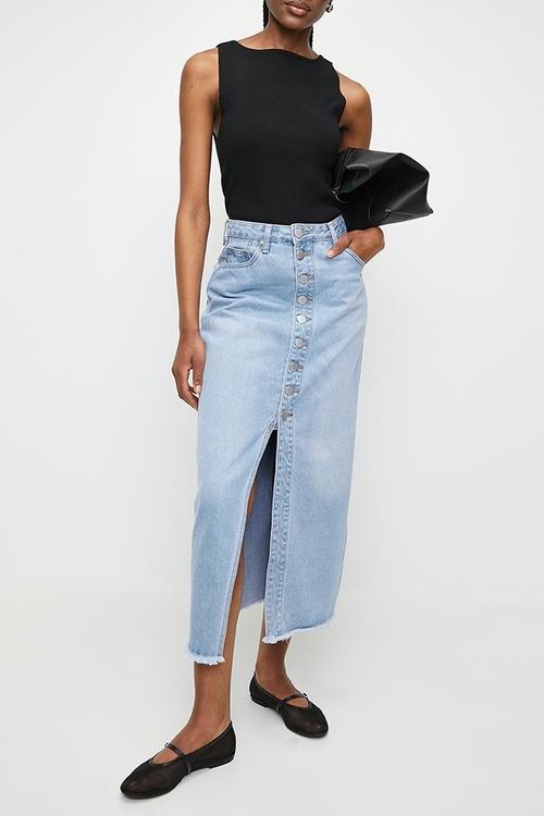 Denim midi skirt- lt blue