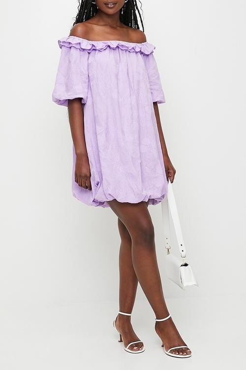 Ruffle bardot mini dress - lavendula