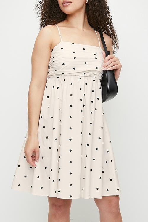 Strappy mini babydoll dress - ecru & black