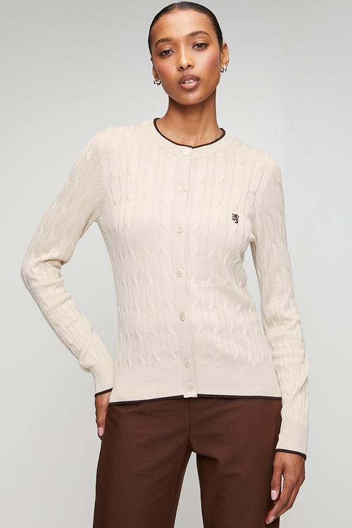 Pringle Angie Viscose Cardigan  - Stone